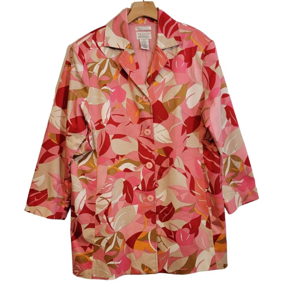 Uniform Woman John Paul Richard Jacket Lined Pink Floral Women's 16W EUC